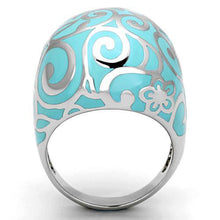 Load image into Gallery viewer, Rings for Women Silver Stainless Steel TK845 with Epoxy in Aquamarine
