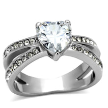 Load image into Gallery viewer, Silver Rings for Women Stainless Steel TK851 with AAA Grade Cubic Zirconia in Clear

