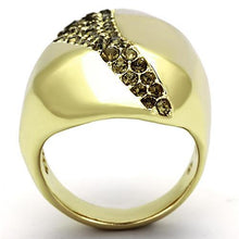 Load image into Gallery viewer, Gold Rings for Women Stainless Steel TK854 with Top Grade Crystal in Smoked Quartz
