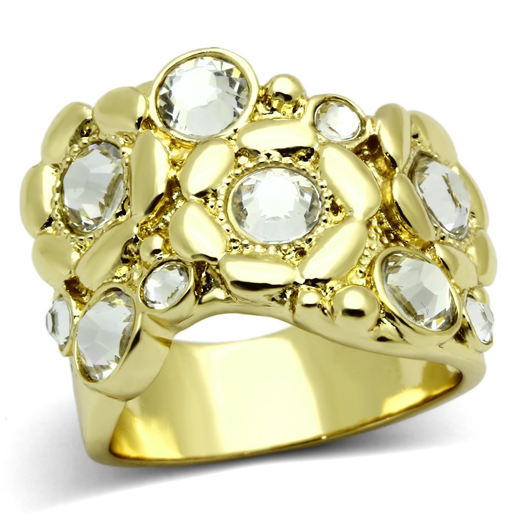 Gold Rings for Women Stainless Steel TK856 with Top Grade Crystal in Clear