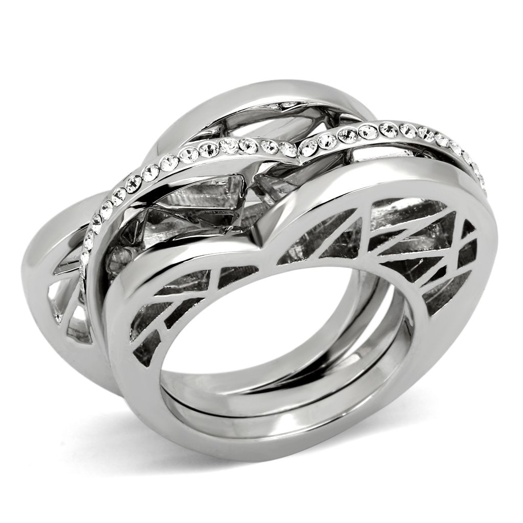 Rings for Women Silver Stainless Steel TK864 with Top Grade Crystal in Clear