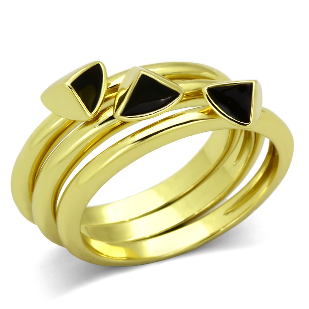Gold Rings for Women Stainless Steel TK876 with Epoxy in Jet