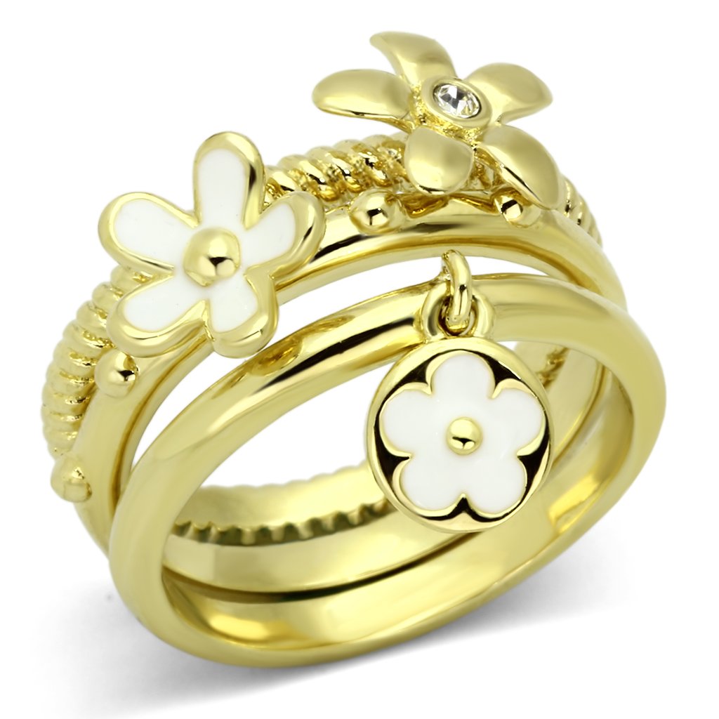 Gold Rings for Women Stainless Steel TK878 with Top Grade Crystal in Clear