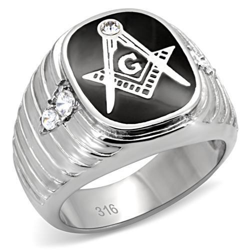 Rings for Men Silver Stainless Steel TK8X024 with Top Grade Crystal in Clear