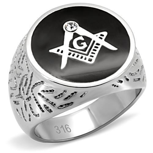 Rings for Men Silver Stainless Steel TK8X034 with Top Grade Crystal in Clear