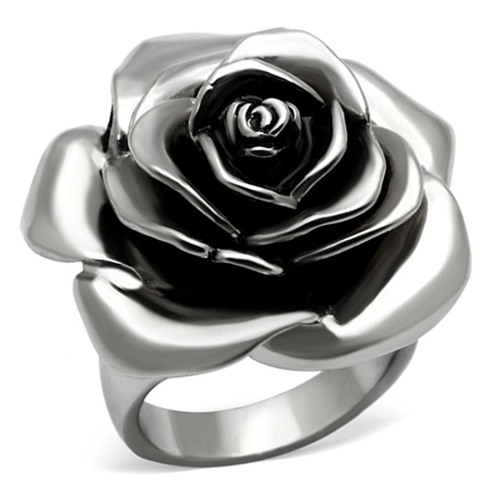 Rings for Women Silver Stainless Steel TK923 with Epoxy in Jet