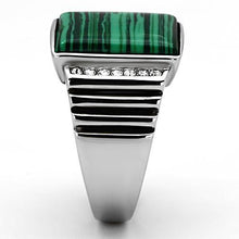 Load image into Gallery viewer, Rings for Men Silver Stainless Steel TK953 with MALACHITE in Emerald
