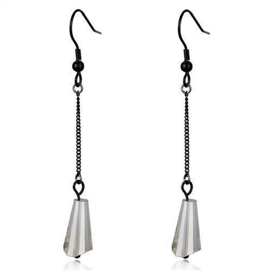 Womens Earrings Black Stainless Steel with Synthetic Synthetic Glass in Clear - Jewelry Store by Erik Rayo