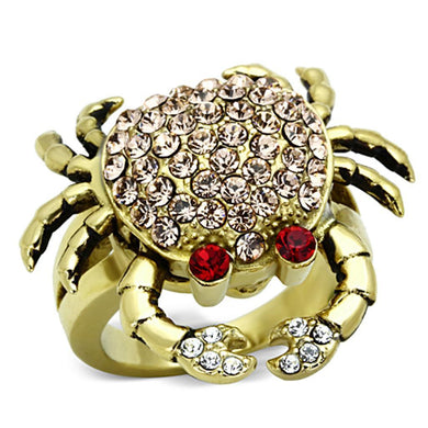 Womens Gold Crab Ring 316L Stainless Steel Anillo Color Oro Para Mujer Ninas Acero Inoxidable con Piedra Crystal en Multicolor Hadessah - Jewelry Store by Erik Rayo