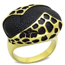 Load image into Gallery viewer, Womens Gold Leopard Ring Anillo Para Mujer y Ninos Kids 316L Stainless Steel Ring Epoxy in Jet - ErikRayo.com
