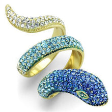 Load image into Gallery viewer, Womens Gold Snake Ring Blue Two Tone Anillo Para Mujer y Ninos Kids 316L Stainless Steel Ring Piedra de Crystal in Multi Color - Jewelry Store by Erik Rayo
