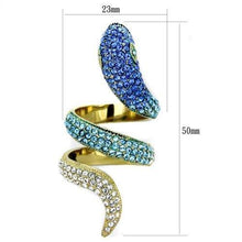 Load image into Gallery viewer, Womens Gold Snake Ring Blue Two Tone Anillo Para Mujer y Ninos Kids 316L Stainless Steel Ring Piedra de Crystal in Multi Color - Jewelry Store by Erik Rayo

