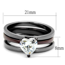 Load image into Gallery viewer, Womens Ring Light Black Dark Brown 316L Stainless Steel Three Piece Ring con Diamante Zirconia Cubica - Jewelry Store by Erik Rayo
