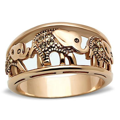Womens Rose Gold Elephants Ring Anillo Para Mujer y Ninos Unisex Kids 316L Stainless Steel Ring con Piedra Crystal Citrino Amarillo Latina - Jewelry Store by Erik Rayo